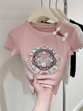 Load image into Gallery viewer, Chinese style button embroidered slim crop top
