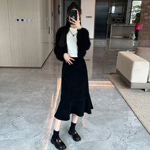 Load image into Gallery viewer, High-waisted fishtail skirt for petite slimming pear-shaped body

