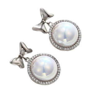 Inlaid Zirconium Retro Pearl Earrings