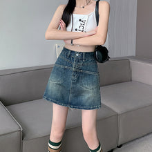 Load image into Gallery viewer, Denim skirt high waist slim loose wide leg hot girl skirt
