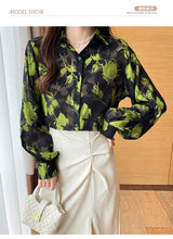 Load image into Gallery viewer, Jacquard fabric chiffon elegant commuting shirt
