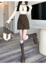 Load image into Gallery viewer, Pleated casual high-waisted hip-covering A-line skirt
