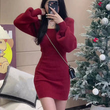 Load image into Gallery viewer, High-end pure lust-style knitted dress for a high-end wealthy daughter
