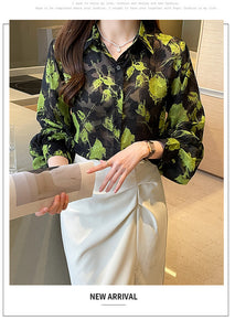 Jacquard fabric chiffon elegant commuting shirt