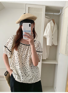 All-match embroidered lapel short-sleeved loose shirt