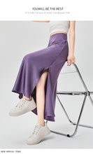 Load image into Gallery viewer, Satin dark pattern jacquard slimming and drapey A-line fishtail skirt
