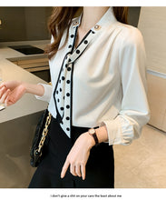 Load image into Gallery viewer, Spring and Autumn Slim Bow Lace Commuting Long Sleeve Shirt
