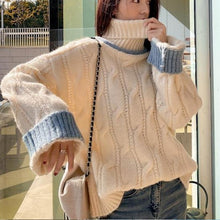 Load image into Gallery viewer, Sweet and fresh turtleneck knitted loose sweater
