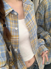 Load image into Gallery viewer, American retro plaid long sleeve loose casual shirt jacket
