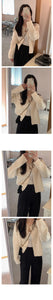 Xiaoxiangfeng round neck textured single-breasted knitted cardigan top