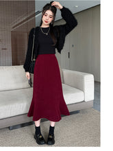 Load image into Gallery viewer, High-waisted fishtail skirt for petite slimming pear-shaped body
