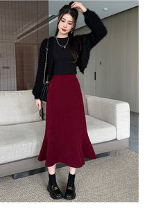 High-waisted fishtail skirt for petite slimming pear-shaped body