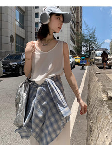 Plaid Spring and Autumn Lazy Style Temperament Sunscreen Shirt Jacket