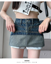 Load image into Gallery viewer, Denim skirt high waist slim loose wide leg hot girl skirt
