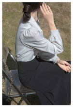 Load image into Gallery viewer, Lantern sleeve temperament autumn and winter bow shirt
