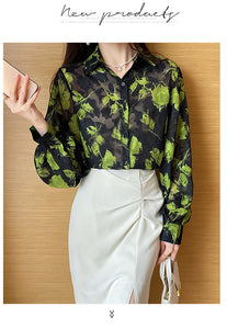 Jacquard fabric chiffon elegant commuting shirt