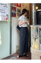 Load image into Gallery viewer, Striped short-sleeved petite design niche small flying sleeve shirt
