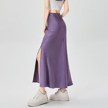 Load image into Gallery viewer, Satin dark pattern jacquard slimming and drapey A-line fishtail skirt
