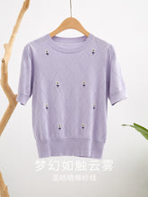Load image into Gallery viewer, 2023 spring and summer round neck half-sleeved knitted sweater
