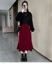 Load image into Gallery viewer, High-waisted fishtail skirt for petite slimming pear-shaped body
