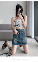 Load image into Gallery viewer, Denim skirt high waist slim loose wide leg hot girl skirt
