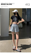 Load image into Gallery viewer, Sequined high-waist slimming loose a-line casual shorts
