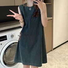 Load image into Gallery viewer, Retro slim sleeveless vest denim dress
