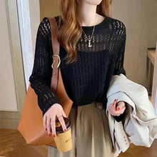 Load image into Gallery viewer, Hollow loose, slimming outer long-sleeved sweater
