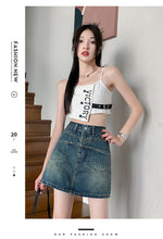 Load image into Gallery viewer, Denim skirt high waist slim loose wide leg hot girl skirt
