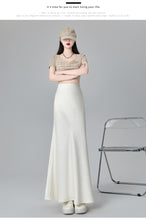 Load image into Gallery viewer, Satin dark pattern jacquard slimming and drapey A-line fishtail skirt
