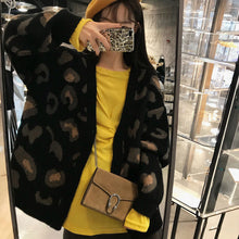 Load image into Gallery viewer, V-neck leopard print loose lazy style wool knitted cardigan jacket
