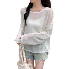 Load image into Gallery viewer, Thin simple casual solid color loose long-sleeved sweater
