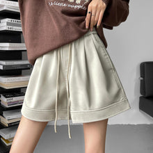 Load image into Gallery viewer, Washed leather A-line strap casual wide-leg shorts
