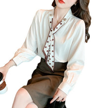 Load image into Gallery viewer, Spring and Autumn Slim Bow Lace Commuting Long Sleeve Shirt
