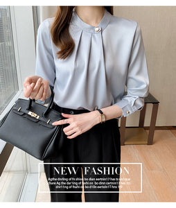 Professional shirt design niche long-sleeved satin commuter top