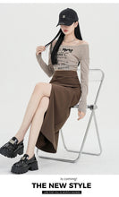Load image into Gallery viewer, Autumn and winter niche irregular slit high-waisted hip-covering A-line skirt

