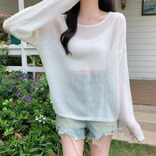 Load image into Gallery viewer, Thin simple casual solid color loose long-sleeved sweater
