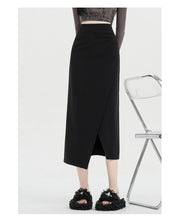 Load image into Gallery viewer, Autumn and winter niche irregular slit high-waisted hip-covering A-line skirt

