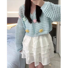 Load image into Gallery viewer, Gentle wind slimming off-shoulder ice silk v-neck sweater jacket

