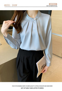 Professional shirt design niche long-sleeved satin commuter top