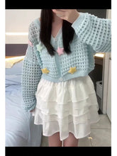 Load image into Gallery viewer, Gentle wind slimming off-shoulder ice silk v-neck sweater jacket
