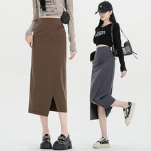 Load image into Gallery viewer, Autumn and winter niche irregular slit high-waisted hip-covering A-line skirt

