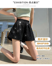 Load image into Gallery viewer, Sequined high-waist slimming loose a-line casual shorts
