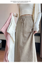 Load image into Gallery viewer, Drawstring tie slimming soft waxy knitted skirt
