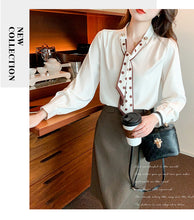 Load image into Gallery viewer, Spring and Autumn Slim Bow Lace Commuting Long Sleeve Shirt
