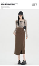 Load image into Gallery viewer, Autumn and winter niche irregular slit high-waisted hip-covering A-line skirt
