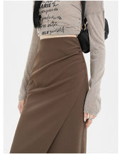 Load image into Gallery viewer, Autumn and winter niche irregular slit high-waisted hip-covering A-line skirt
