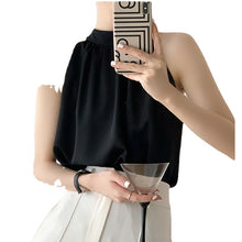 Load image into Gallery viewer, High Quality French Chiffon Shirt Halter Neck Off Shoulder Top
