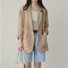 Load image into Gallery viewer, Thin casual versatile cotton and linen suit jacket
