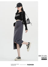 Load image into Gallery viewer, Autumn and winter niche irregular slit high-waisted hip-covering A-line skirt
